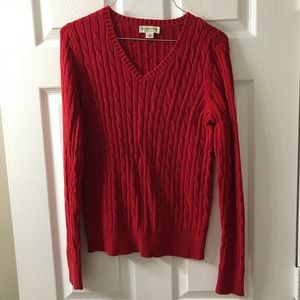 Red cable sweater